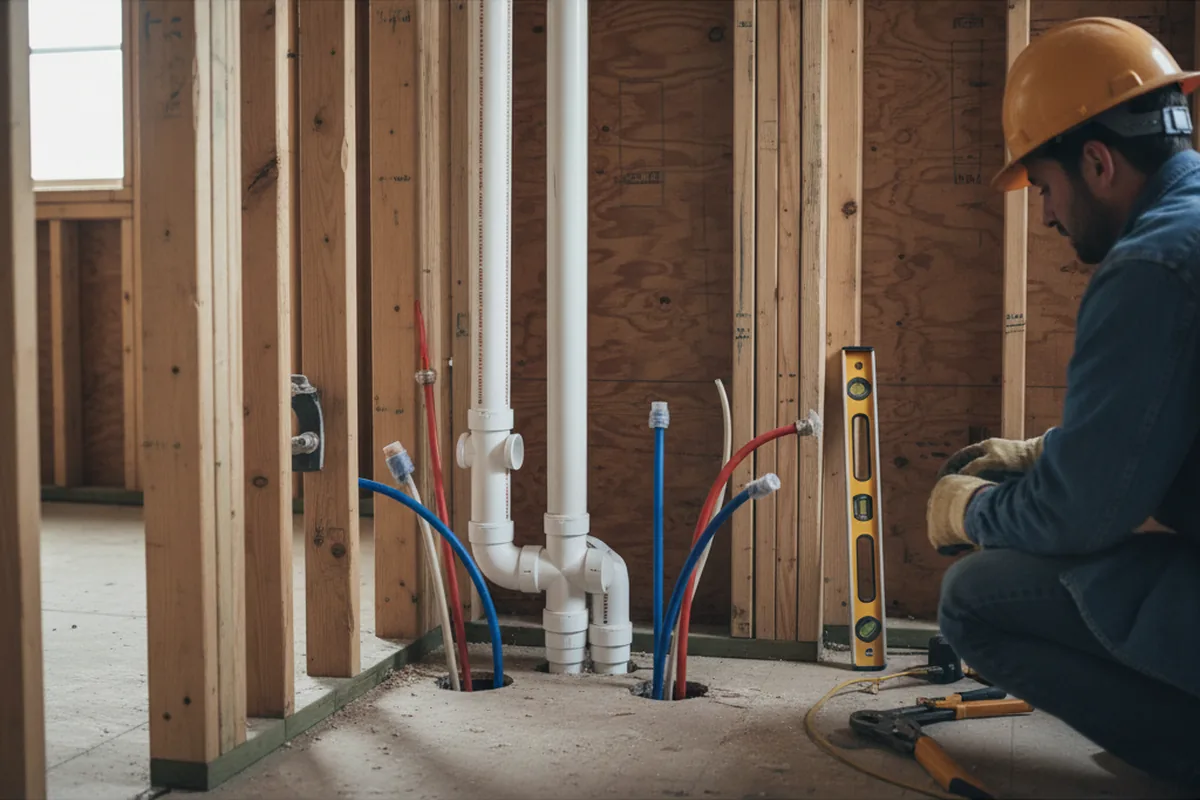 Drain and supply rough-in during Leak Detection in Sandwich